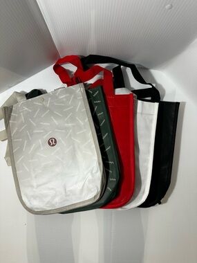 lululemon Athletica Multi-Color Reusable Tote Set — White, Green, Red, Black